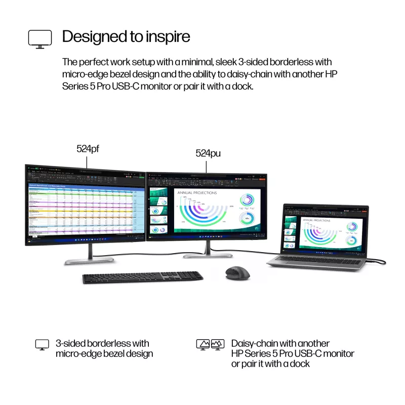 HP Series 5 Pro 23,8 colio FHD monitorius be stovo - 524pf