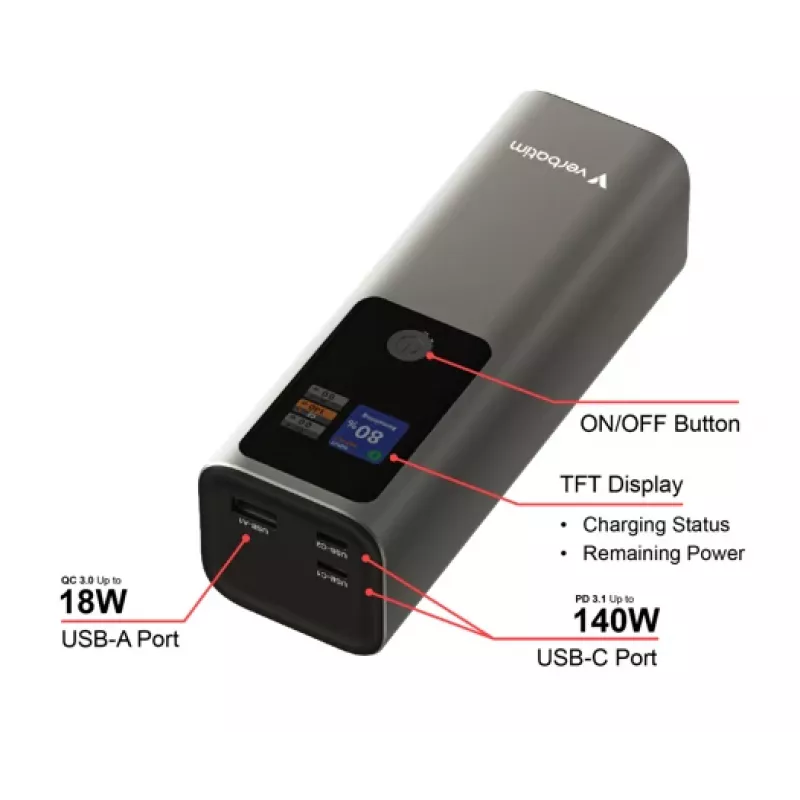 Nešiojama baterija Verbatim Charge ´n´ Go Powerbank 27000mAh