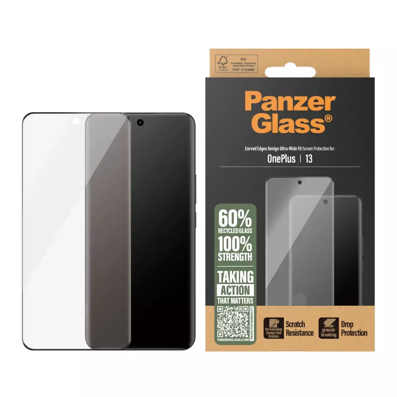 PanzerGlass apsauginis stiklelis OnePlus 13 Ultra-Wide Fit, atsparus įbrėžimams ir smūgiams