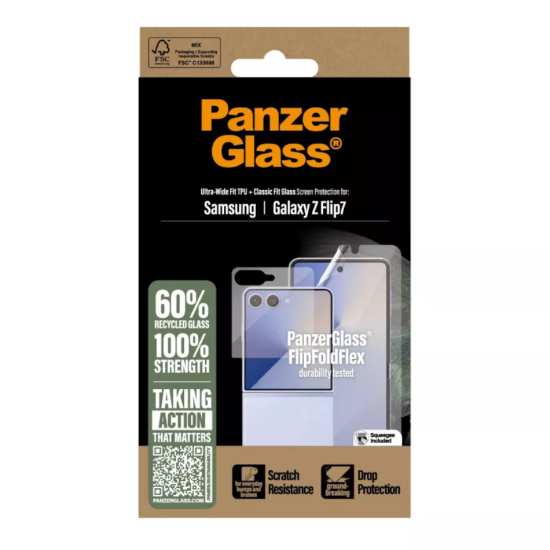 PanzerGlass apsauginis rinkinys FlipFoldFlex 2-in-1 Classic Fit stiklas + Ultra-Wide TPU plėvelė, skirta Samsung