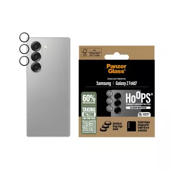 Apsauginis fotoaparato lęšių stikliukas PanzerGlass Hoops Skaidrus, skirta Samsung Galaxy Z Fold7 (Grūdintas stiklas, Silikonas)