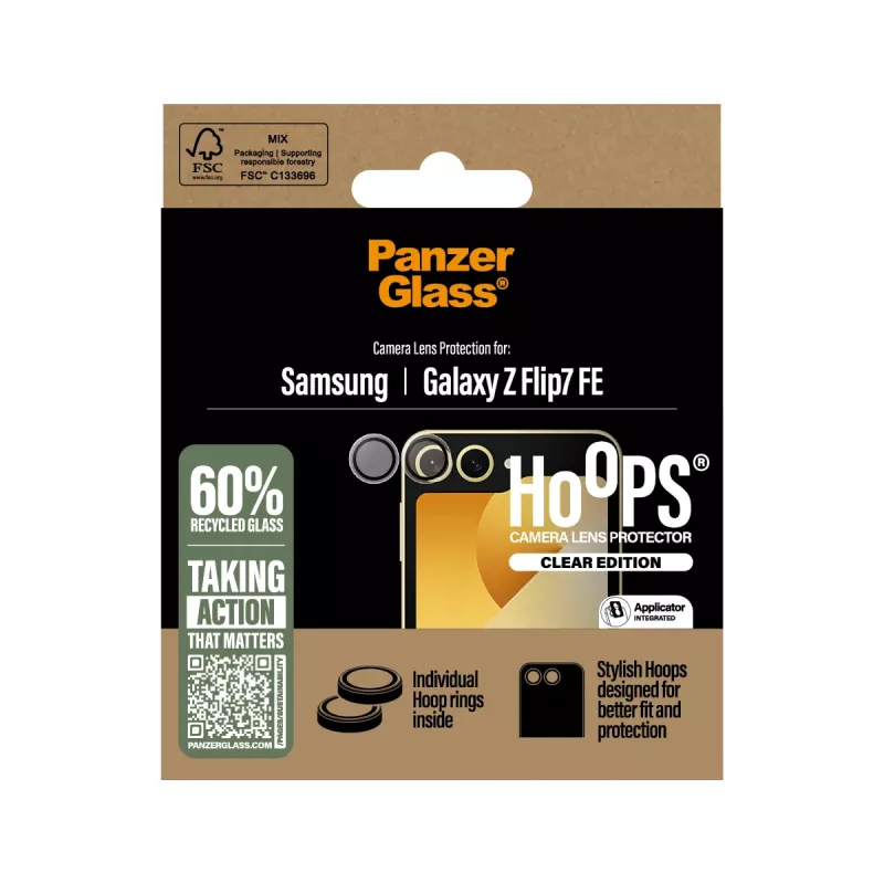 PanzerGlass® Hoops® kameros lęšio apsauga Samsung Galaxy Z Flip7 FE permatoma
