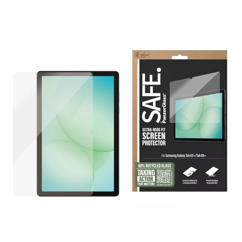 PanzerGlass SAFE. by ® Ekrano apsauga Samsung Galaxy Tab A11+ | Tab A9+ | Ultra-Wide Fit