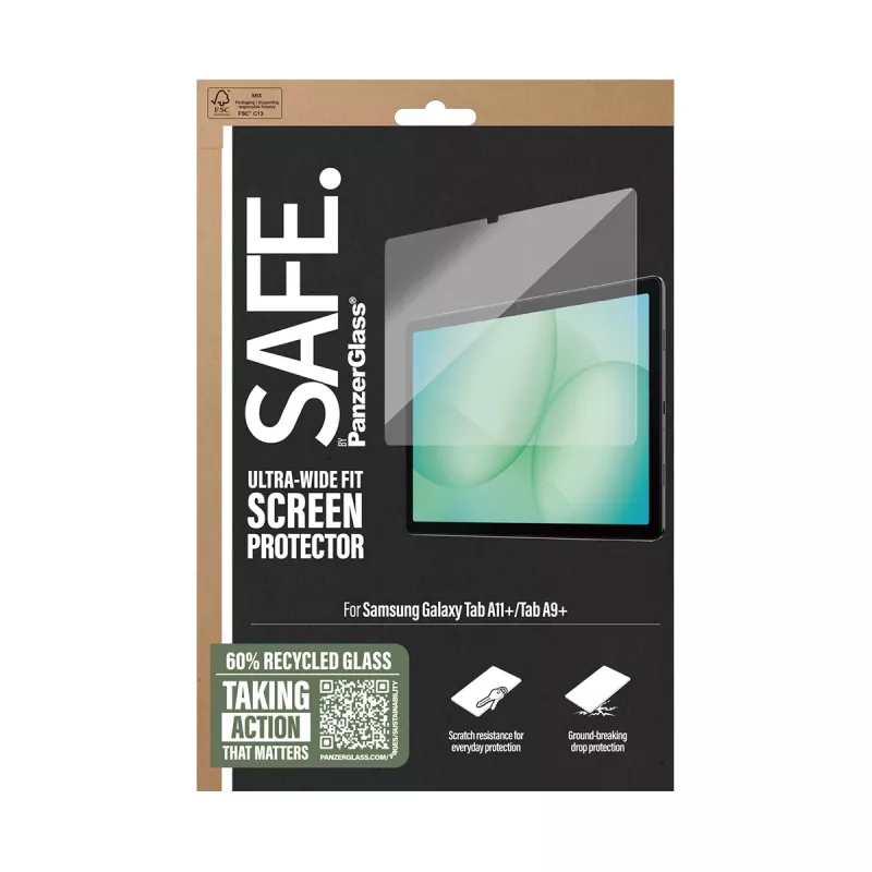 PanzerGlass SAFE. by ® Ekrano apsauga Samsung Galaxy Tab A11+ | Tab A9+ | Ultra-Wide Fit