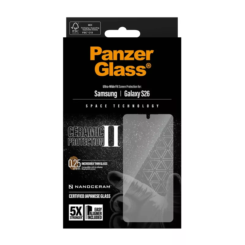 PanzerGlass ® Keraminis ekrano apsauginis stiklas Samsung Galaxy S26 | Ultra-Wide Fit su EasyAligner