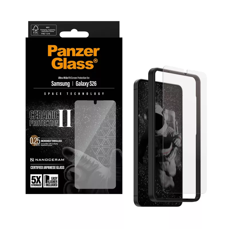 PanzerGlass ® Keraminis ekrano apsauginis stiklas Samsung Galaxy S26 | Ultra-Wide Fit su EasyAligner