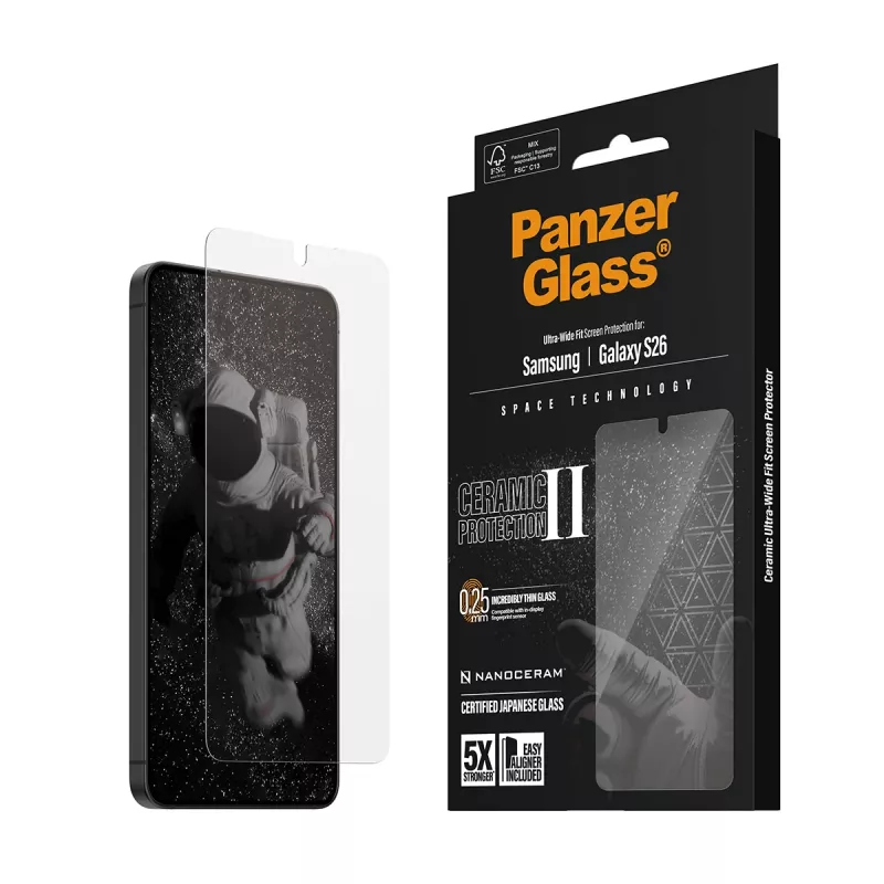 PanzerGlass ® Keraminis ekrano apsauginis stiklas Samsung Galaxy S26 | Ultra-Wide Fit su EasyAligner