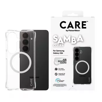 Apsauginis dėklas telefonui PanzerGlass CARE Samba Skaidrus su Baltu Qi Samsung Galaxy S26
