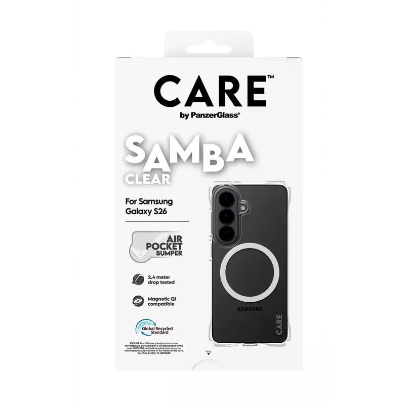 Apsauginis dėklas telefonui PanzerGlass CARE Samba Skaidrus su Baltu Qi Samsung Galaxy S26