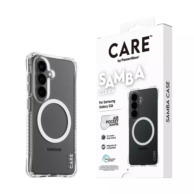 Apsauginis dėklas telefonui PanzerGlass CARE Samba Skaidrus su Baltu Qi Samsung Galaxy S26