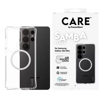 PanzerGlass CARE™ by ® Samba Case permatomas su balta Qi Samsung Galaxy S26 Ultra