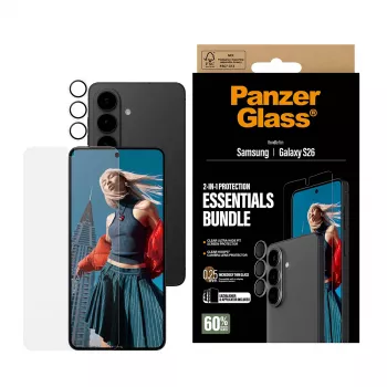 PanzerGlass Hoops 2-in-1 Ultra-Wide Fit apsauginis stiklas Samsung Galaxy S26 – grūdintas stiklas + PET/silikono sluoksniai