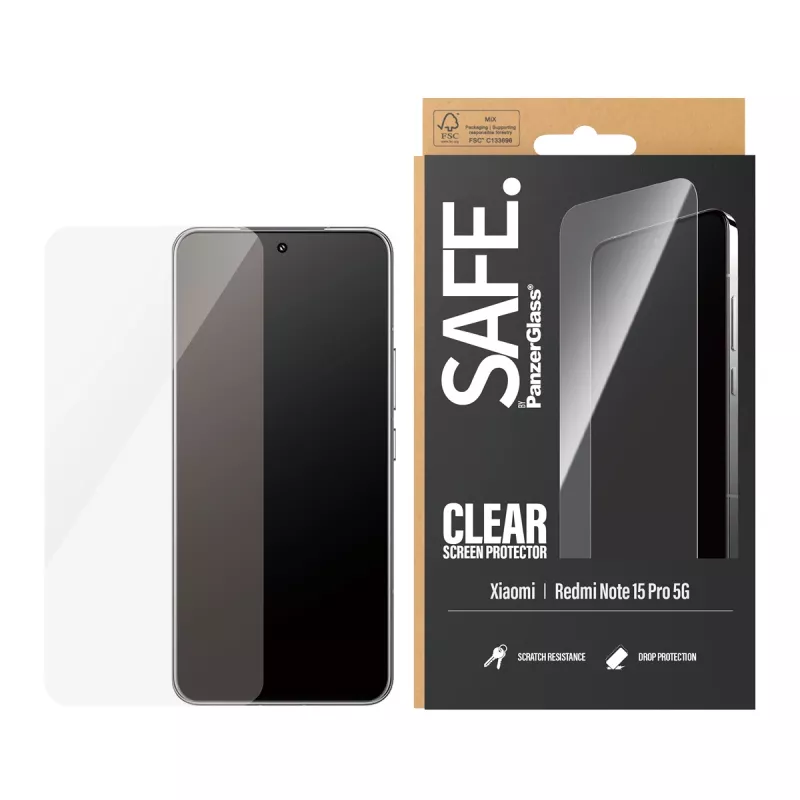 PanzerGlass SAFE. by ® Ekrano apsauga Xiaomi Redmi Note 15 Pro 5G | Ultra-Wide Fit