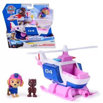 PAW Patrol: Search & Rescue, Skye gelbėjimo sraigtasparnis su 2 figūrėlėmis, herojiškas sraigtasparnio žaislas su atatrankos veikimu, vaikų žaislai berniukams ir mergaitėms nuo 3 metų