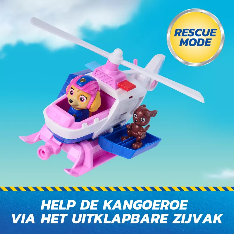 PAW Patrol: Search & Rescue, Skye gelbėjimo sraigtasparnis su 2 figūrėlėmis, herojiškas sraigtasparnio žaislas su atatrankos veikimu, vaikų žaislai berniukams ir mergaitėms nuo 3 metų