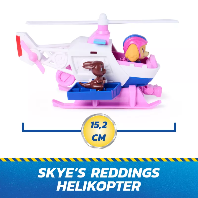 PAW Patrol: Search & Rescue, Skye gelbėjimo sraigtasparnis su 2 figūrėlėmis, herojiškas sraigtasparnio žaislas su atatrankos veikimu, vaikų žaislai berniukams ir mergaitėms nuo 3 metų