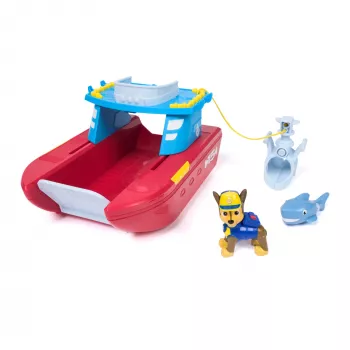 PAW Patrol jūrinis gelbėjimo laivas su Chase ir ryklio figūrėle, 2 režimai, žaislas vaikams nuo 3 metų