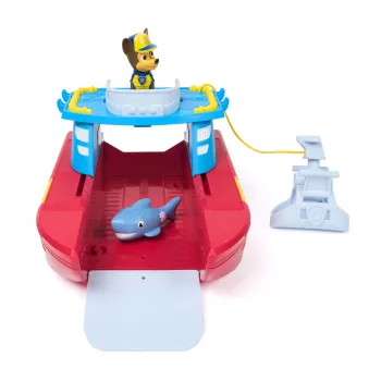 PAW Patrol jūrinis gelbėjimo laivas su Chase ir ryklio figūrėle, 2 režimai, žaislas vaikams nuo 3 metų