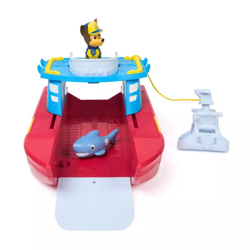 PAW Patrol jūrinis gelbėjimo laivas su Chase ir ryklio figūrėle, 2 režimai, žaislas vaikams nuo 3 metų