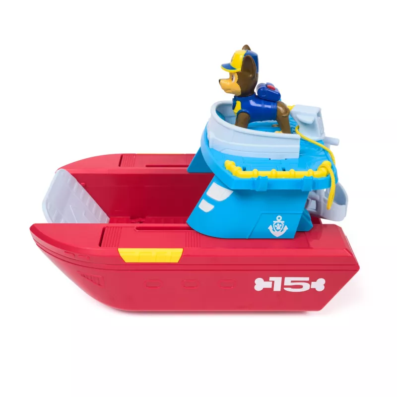 PAW Patrol jūrinis gelbėjimo laivas su Chase ir ryklio figūrėle, 2 režimai, žaislas vaikams nuo 3 metų