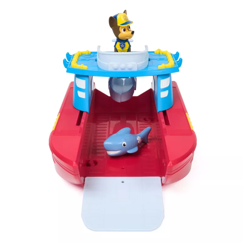 PAW Patrol jūrinis gelbėjimo laivas su Chase ir ryklio figūrėle, 2 režimai, žaislas vaikams nuo 3 metų