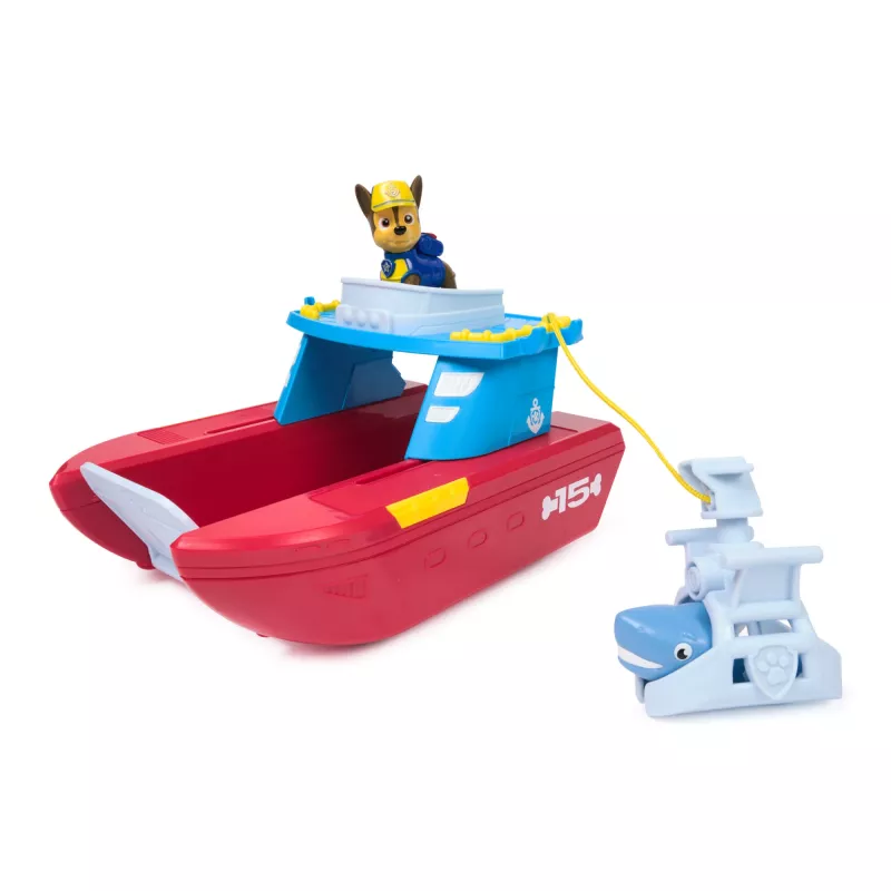 PAW Patrol jūrinis gelbėjimo laivas su Chase ir ryklio figūrėle, 2 režimai, žaislas vaikams nuo 3 metų
