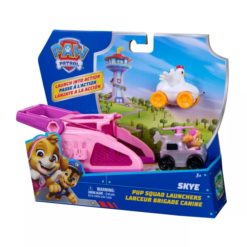 PAW Patrol Skye Pup Squad Paleidėjų rinkinys su Chickaletta transporto priemone 2 vnt., Žaislai vaikams nuo 3 metų