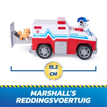 PAW Patrol: Search & Rescue – Marshall gelbėjimo automobilis su 2 figūrėlėmis, traukiamas ir paleidžiamas žaislinis sunkvežimis, vaikų žaislai berniukams ir mergaitėms nuo 3 metų