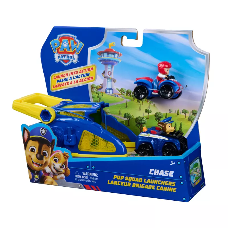 PAW Patrol Chase Pup Squad Launcher su Ryder transporto priemone 2 rinkinys, žaislai vaikams nuo 3 metų