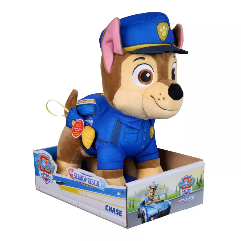 PAW Patrol: Chase gelbėjimo misijos minkštas žaislas su žibintuvėlio aksesuaru, 10 colių