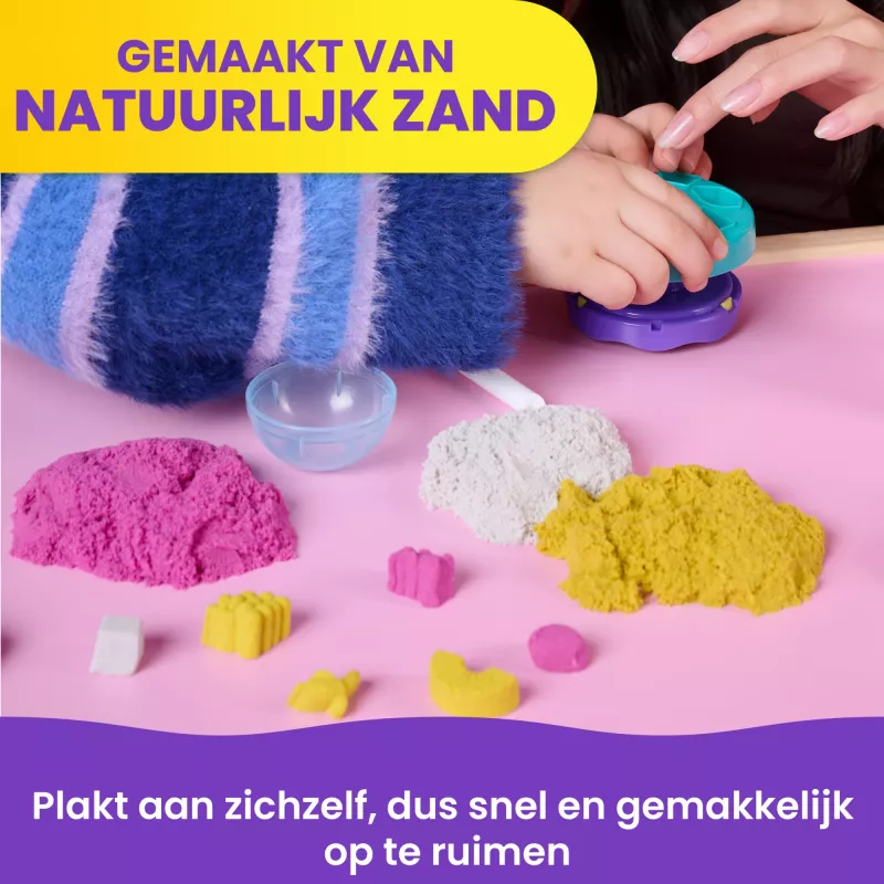 Kinetic Sand Smoothie Mixer rinkinys, 14 oz formuojamo smėlio su įrankiais ir ledų formelėmis
