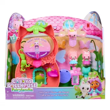 Gabby's Dollhouse Fairylandia, Kitty Fairy Flutter-riffic žaidimų rinkinys su 12 dalių ir išskirtiniu Flutter-riffic žiedu, žaislai mergaitėms ir berniukams nuo 3 metų