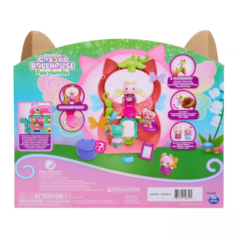 Gabby's Dollhouse Fairylandia, Kitty Fairy Flutter-riffic žaidimų rinkinys su 12 dalių ir išskirtiniu Flutter-riffic žiedu, žaislai mergaitėms ir berniukams nuo 3 metų