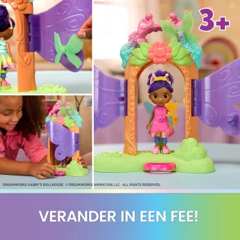 Gabby's Dollhouse Fairylandia stebuklingas transformuojantis žaidimų rinkinys su lėlės aksesuarais
