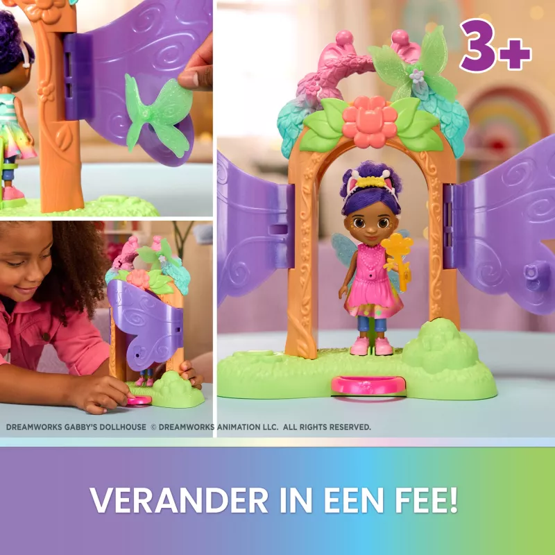 Gabby's Dollhouse Fairylandia stebuklingas transformuojantis žaidimų rinkinys su lėlės aksesuarais