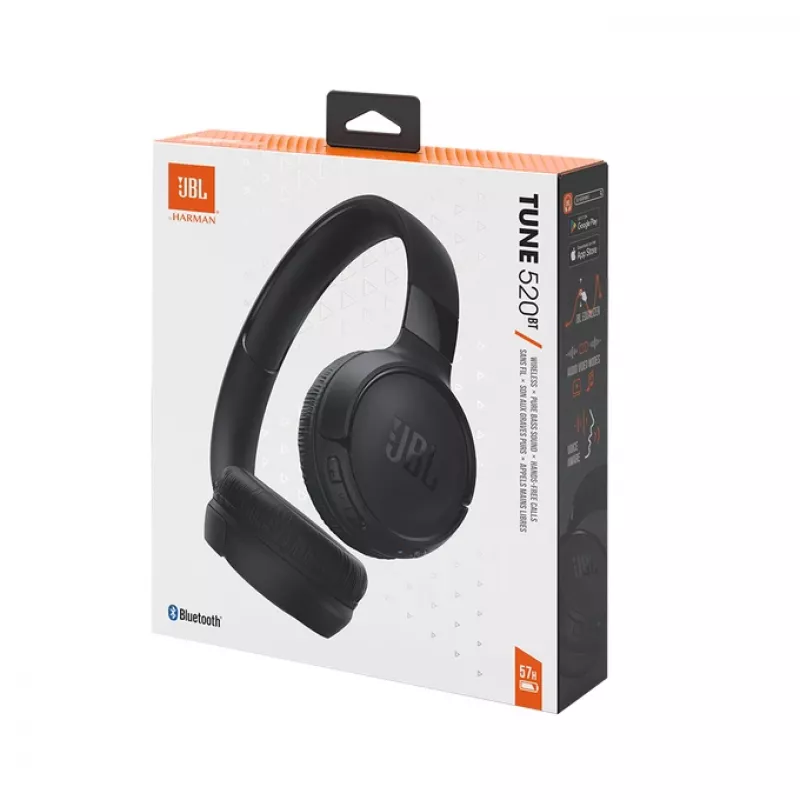 JBL Tune 520 BT belaidžiai ausinių komplektas ant galvos, skambučiams/muzikai, USB Type-C, Bluetooth, juodi