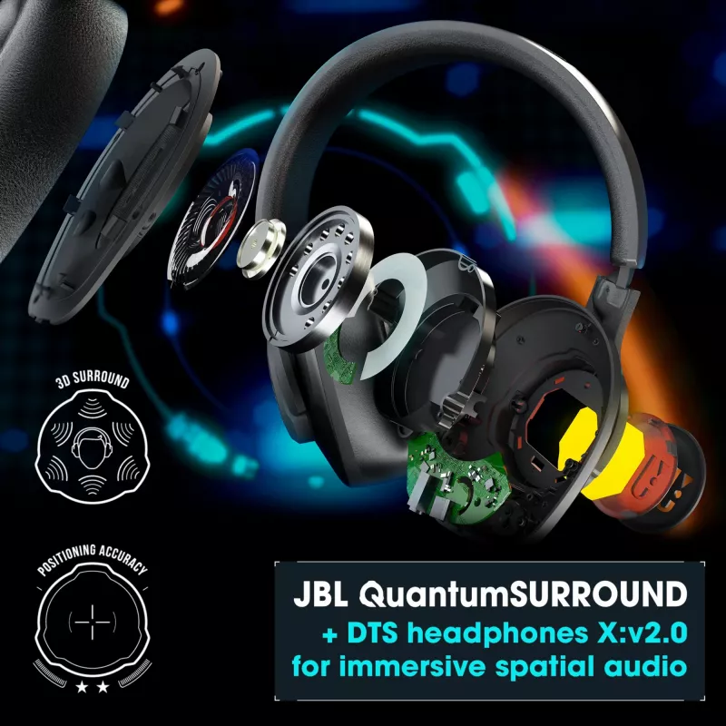 Ausinės JBL Quantum 400 BLACK, laidinės, žaidimams, 20 - 20000 Hz, 248 g, juodos