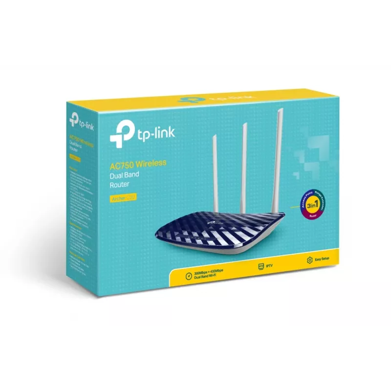 TP-Link AC750 belaidis maršrutizatorius Fast Ethernet Dviguba juosta (2,4 GHz / 5 GHz) Juoda, Balta