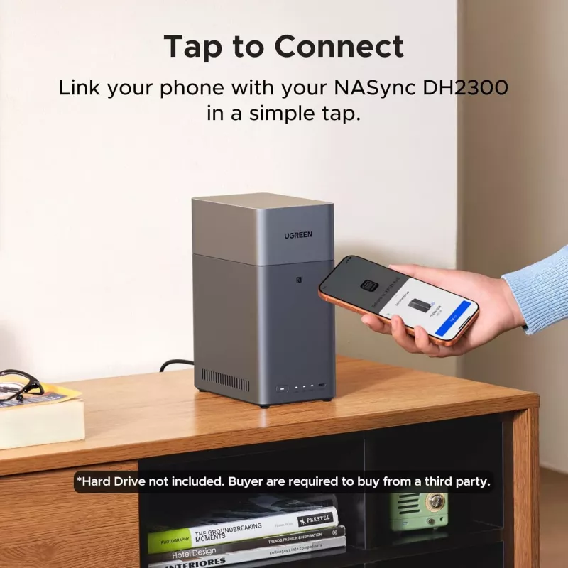 Tinklinis duomenų saugojimo įrenginys UGREEN NASync DH2300 – Rockchip A76/A55 2,2 GHz, 4 GB RAM, 2x SATA, 1x GbE, 2x USB 3.2, USB-C, HDMI