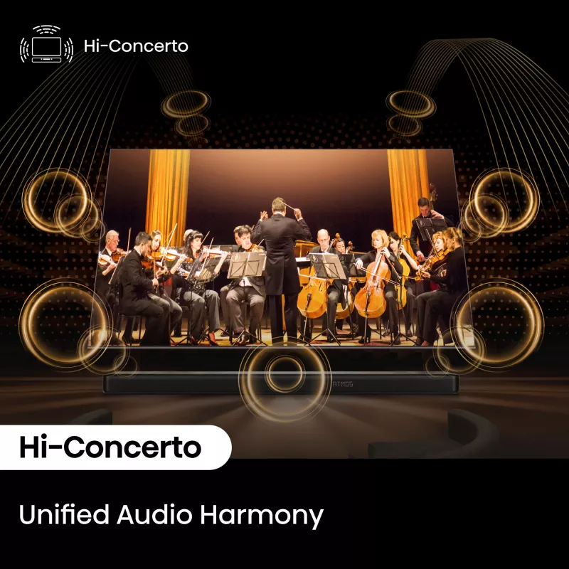 Garsiakalbis Hisense AX5140Q 5.1.4 Dolby Atmos, 600 W RMS, belaidis žemų dažnių garsiakalbis 280 W, juodas