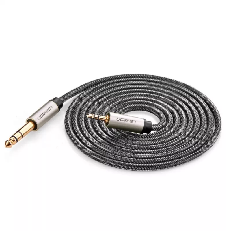 UGREEN AV127 audio kabelis iš 3,5 mm į 6,35 mm TRS, 2 m, pilkas
