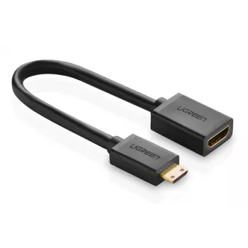 HDMI kabelis Ugreen 20137 Mini-HDMI kištukas į HDMI lizdą juodas auksuotas
