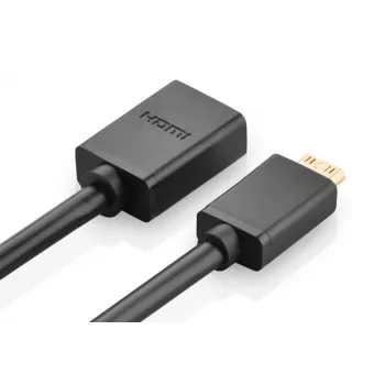 HDMI kabelis Ugreen 20137 Mini-HDMI kištukas į HDMI lizdą juodas auksuotas