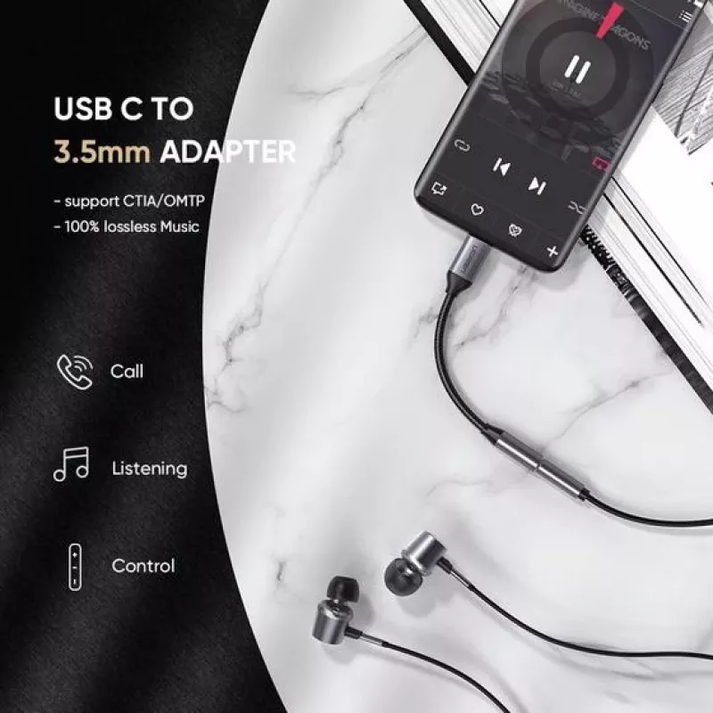Laidas mobiliesiems telefonams Ugreen 30632 USB C į 3,5 mm juodas