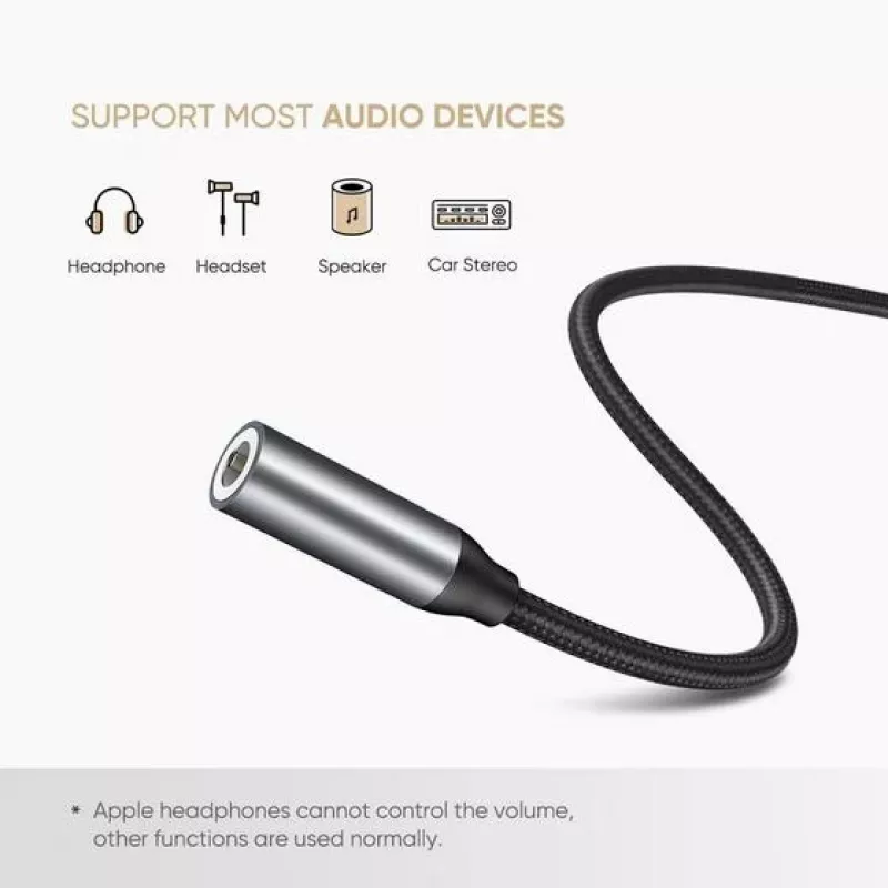 Laidas mobiliesiems telefonams Ugreen 30632 USB C į 3,5 mm juodas