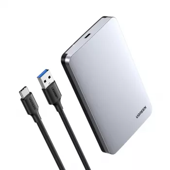 Išorinis HDD/SSD dėklas UGREEN 70498, 2.5 colio SATA, vieno lizdo, USB-C (USB 2.0/3.2 Gen2), aliuminis, iki 6 TB