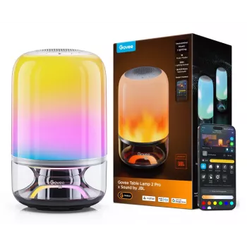 Stalinė lempa Govee H6020 Table Lamp 2 Pro Sound by JBL – RGBIC + šilta balta, 600 lm, Wi‑Fi ir Bluetooth, 5200 mAh