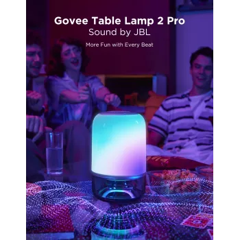Stalinė lempa Govee H6020 Table Lamp 2 Pro Sound by JBL – RGBIC + šilta balta, 600 lm, Wi‑Fi ir Bluetooth, 5200 mAh