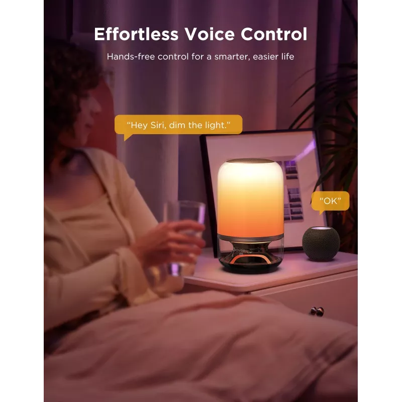 Stalinė lempa Govee H6020 Table Lamp 2 Pro Sound by JBL – RGBIC + šilta balta, 600 lm, Wi‑Fi ir Bluetooth, 5200 mAh