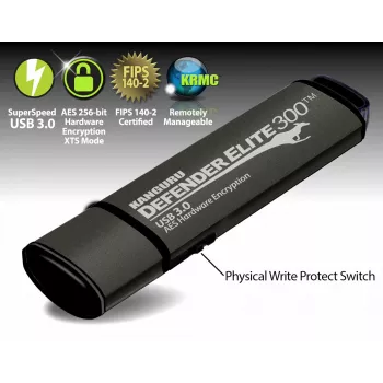 Kanguru Defender Elite 300 USB atmintinė 256 GB USB Type-A 3.2 Gen 1 (3.1 Gen 1) Juoda
